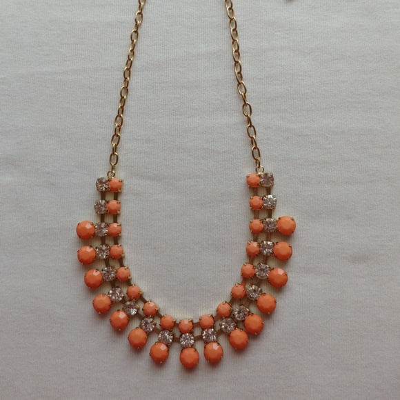 Liz Claiborne Orange & Rhinestone Necklace!!! - Picture 1 of 6